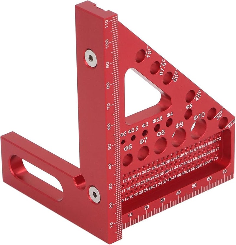 منقلة الألومنيوم الأحمر متعددة الزوايا لأعمال النجارة، أداة قياس متعددة الزوايا لـ DIY النجارة - Image 1