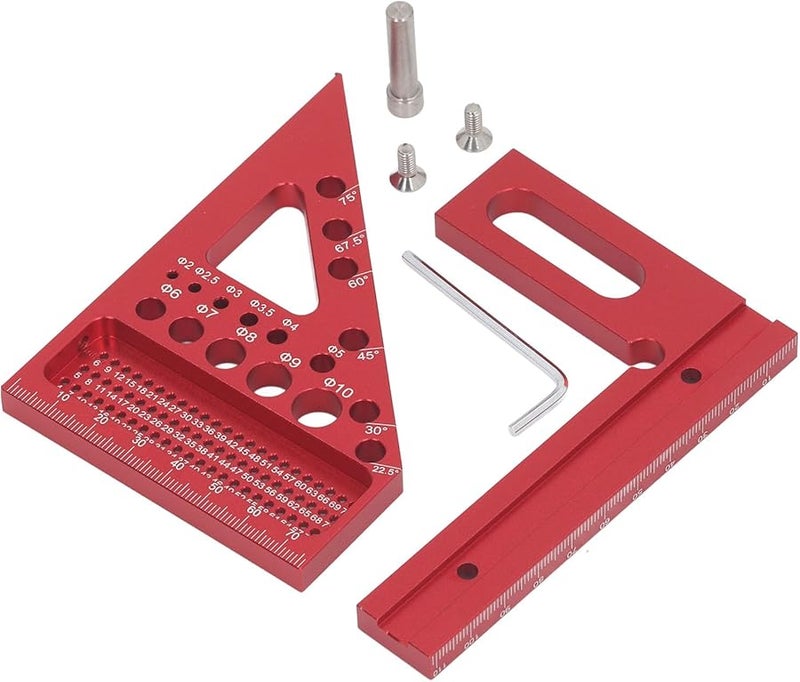منقلة الألومنيوم الأحمر متعددة الزوايا لأعمال النجارة، أداة قياس متعددة الزوايا لـ DIY النجارة - Image 4
