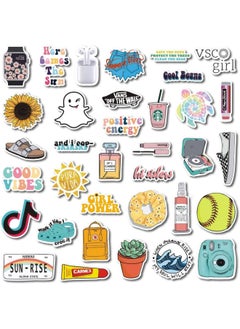 Cute VSCO Girl Aesthetic Stickers for Hydro Flask Laptops 35 Pack Uniquely Designed Vinyl Water Bottle Stickers for Girls Teens Trendy Aesthetic Stickers