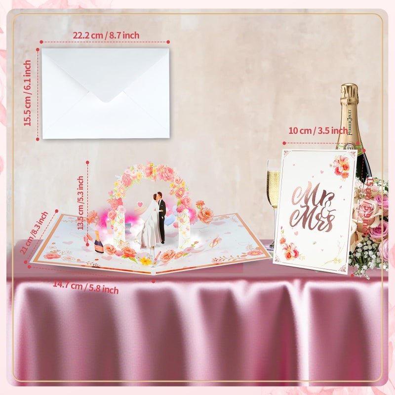 APOTODITO 3D Pop Up Wedding Card with Music and Lights, Romantic Card for Bride and Groom, Engagement, Wedding Congratulations Gift Card - Image 4