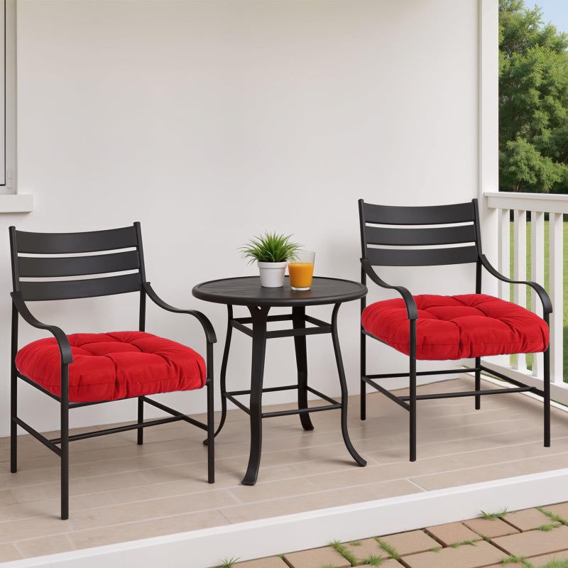 MTMR Waterproof Outdoor Chair Cushions Set of 2, 19X19 Patio Wicker Chair Cushions, Tufted Outdoor Cushions for Patio Furniture, Thick Outdoor Patio Replacement Seat Pads for Porch Lawn Chairs Red - Image 2