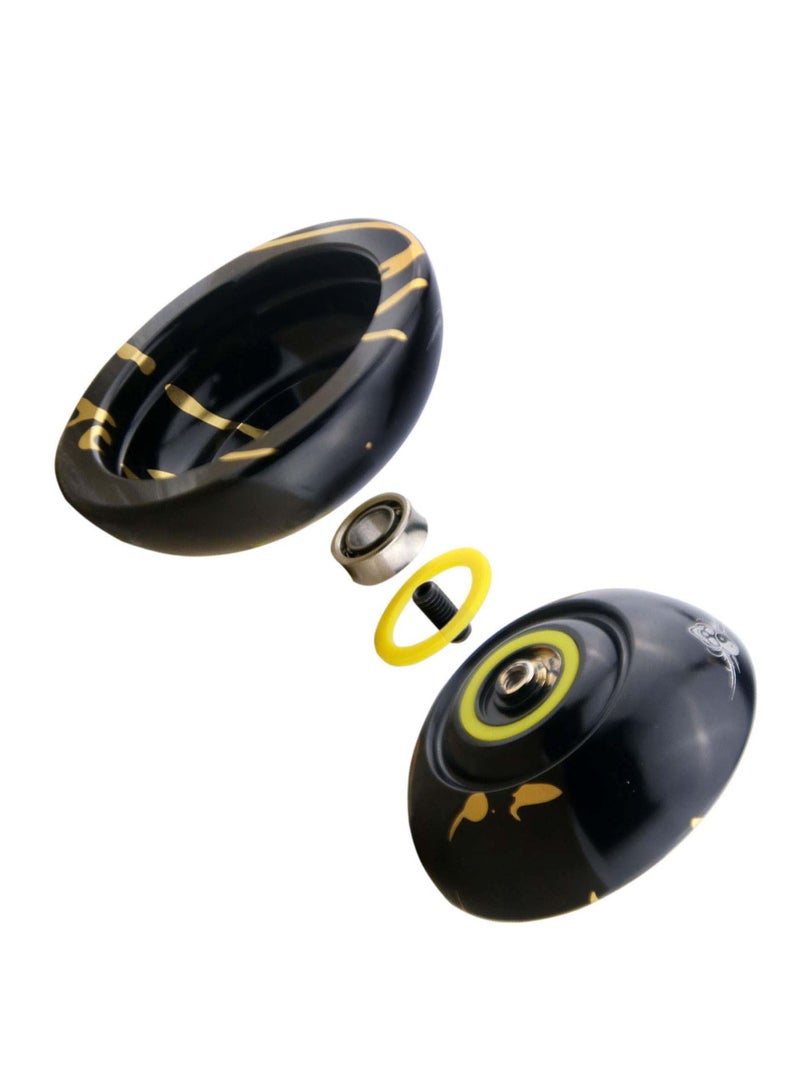 SYOSI N11 Professional Unresponsive Aluminum YoYo Ball with Bag Glove 12 Strings and Responsive Bearing Kit Black with Golden - Image 5