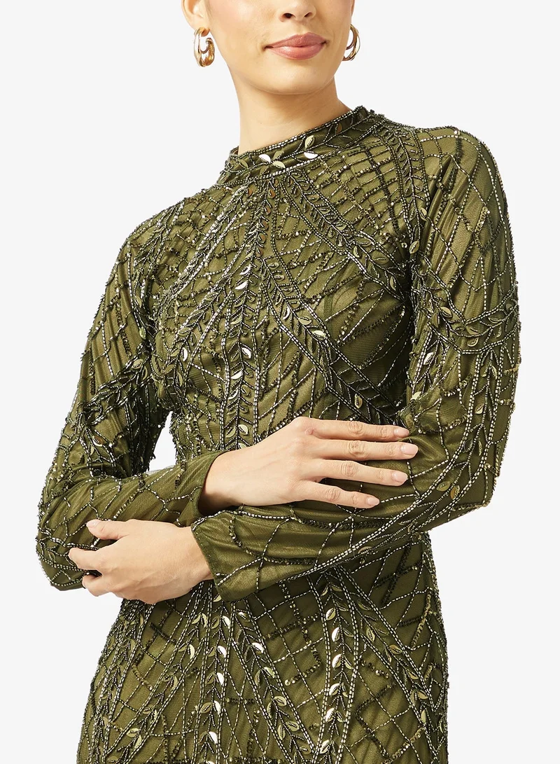 Maryisa  Embellshed Sequin Draped Dress for Women | Best Price UAE