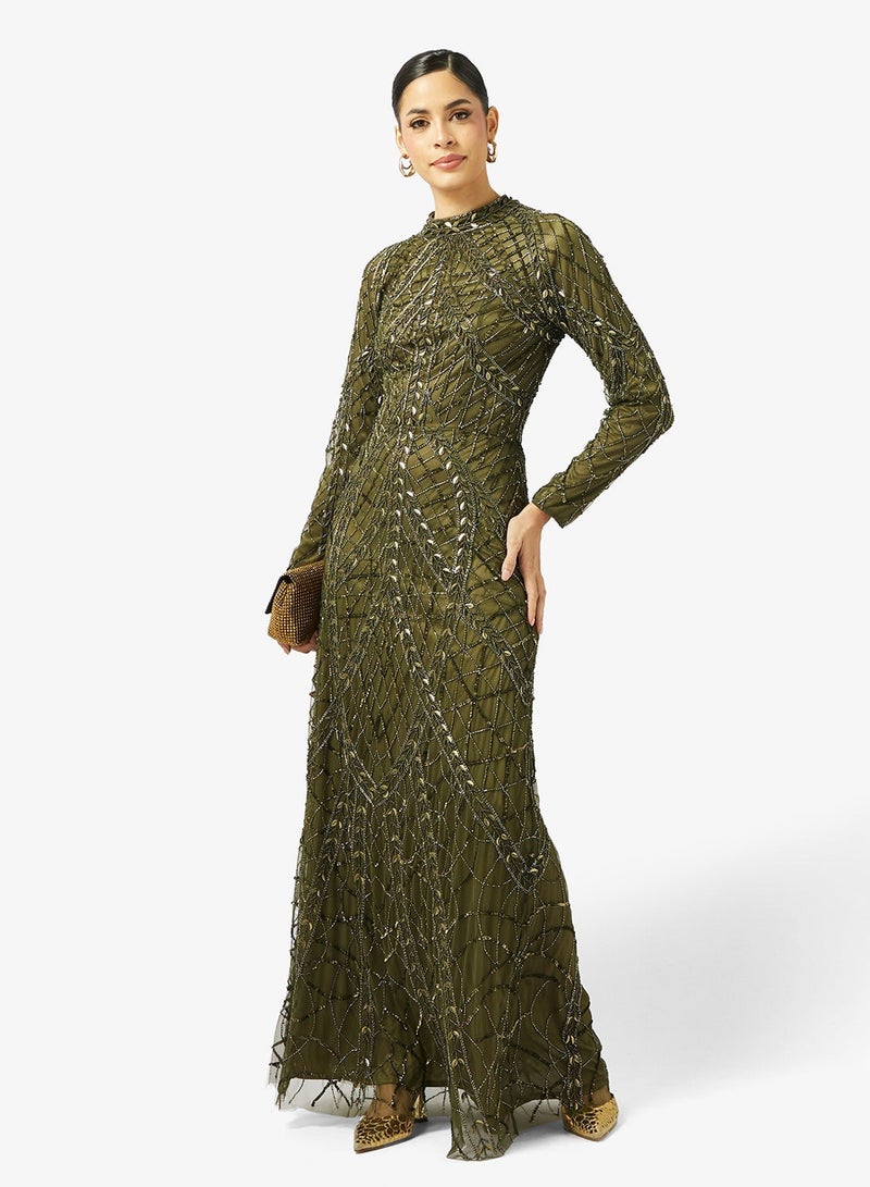MARYISA Embellshed Sequin Draped Dress - Image 1
