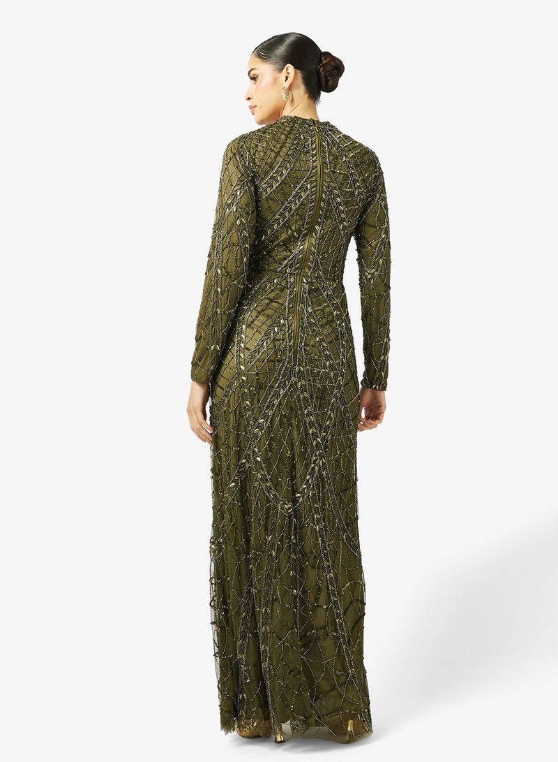 MARYISA Embellshed Sequin Draped Dress - Image 2