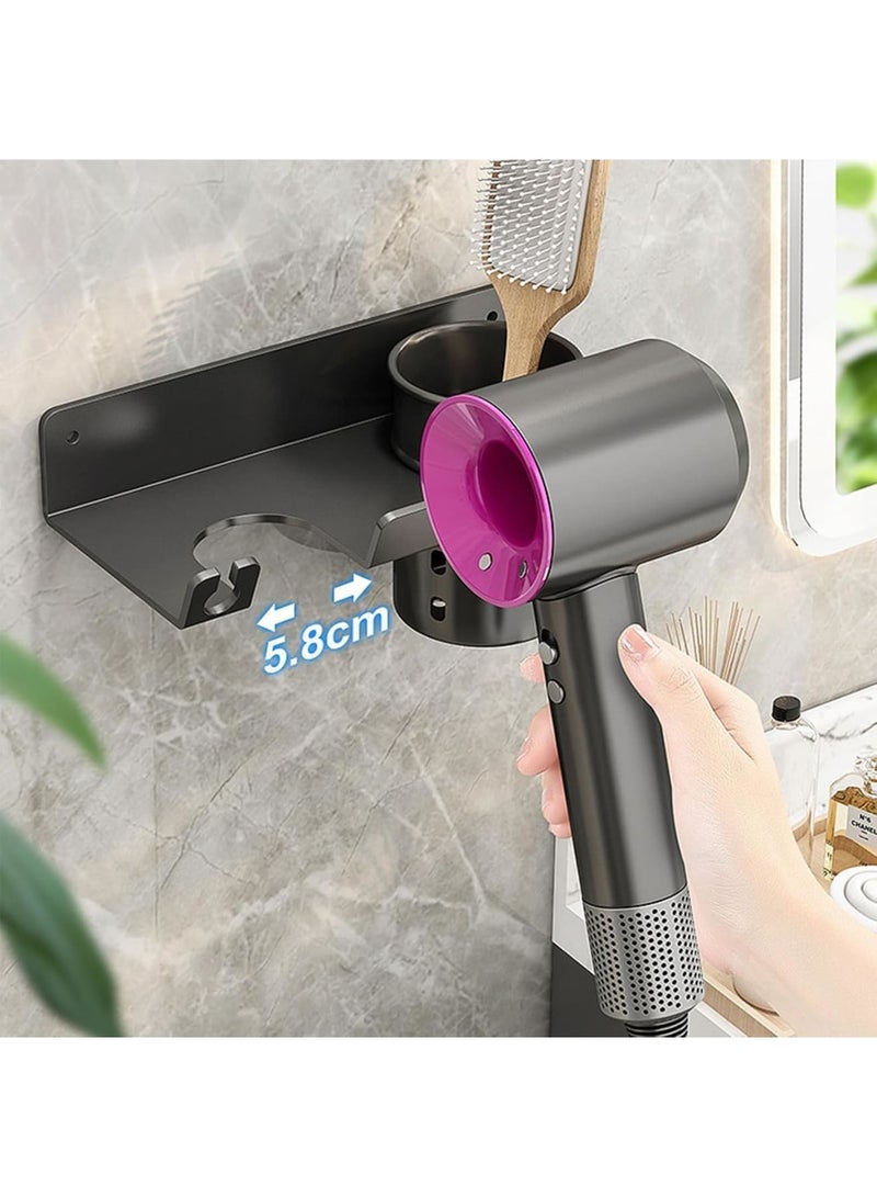 SOLARAE Hair dryer rack, Hair Dryer Holder Wall Mounted Blow Dryer Holder Hair Tool Organizer, Wall Mounted Electric Hair Dryer Rack, for Home Bathroom Organizer - Image 2