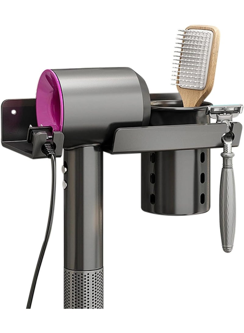 SOLARAE Hair dryer rack, Hair Dryer Holder Wall Mounted Blow Dryer Holder Hair Tool Organizer, Wall Mounted Electric Hair Dryer Rack, for Home Bathroom Organizer - Image 3