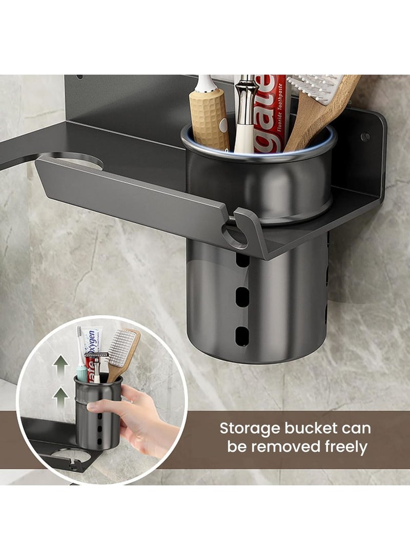 SOLARAE Hair dryer rack, Hair Dryer Holder Wall Mounted Blow Dryer Holder Hair Tool Organizer, Wall Mounted Electric Hair Dryer Rack, for Home Bathroom Organizer - Image 4