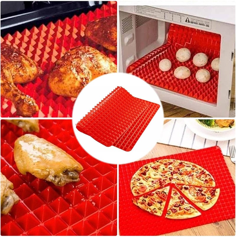 comfrt 2 Pack Non-Stick Baking Cooking Mat, Silicone Baking Mat Cooking Pan Large Non Stick Fat Reducing Silicone Cooking Mat Oven Baking Tray Sheets Grilling BBQ - Image 3