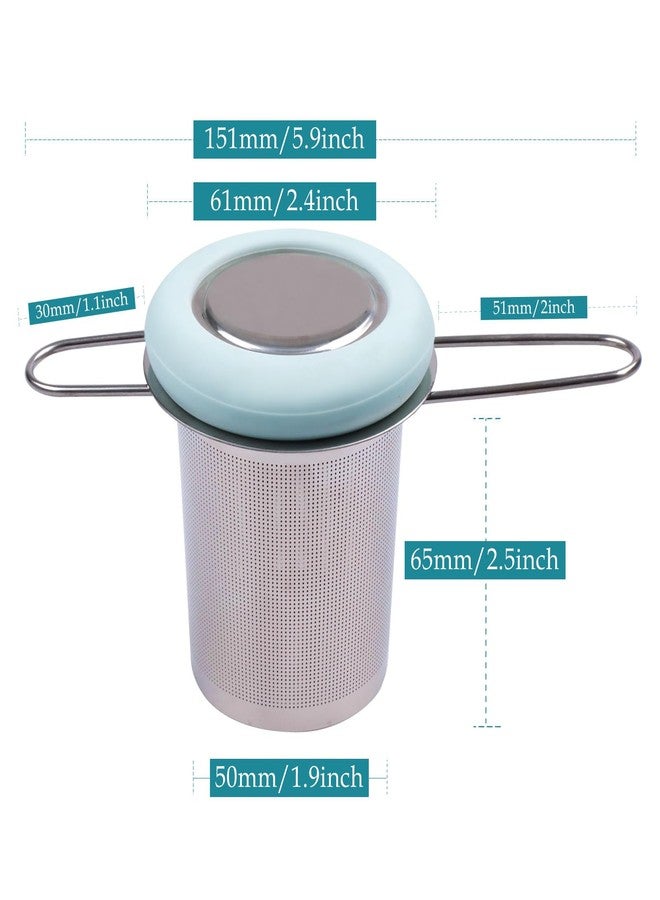 Fenshine Tea Infuser Stainless Steel Tea Strainer Folding Handle Tea Filter Extra Fine Mesh Strainer Brewing Basket with Lid for Loose Leaf Tea (Light Blue) … - Image 2