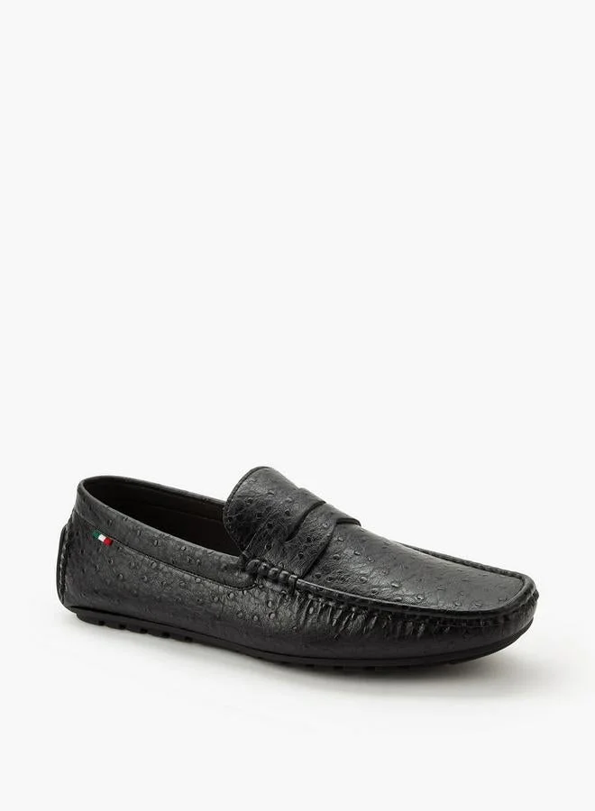 Renzo Ruganni Men Textured Slip-On Loafers