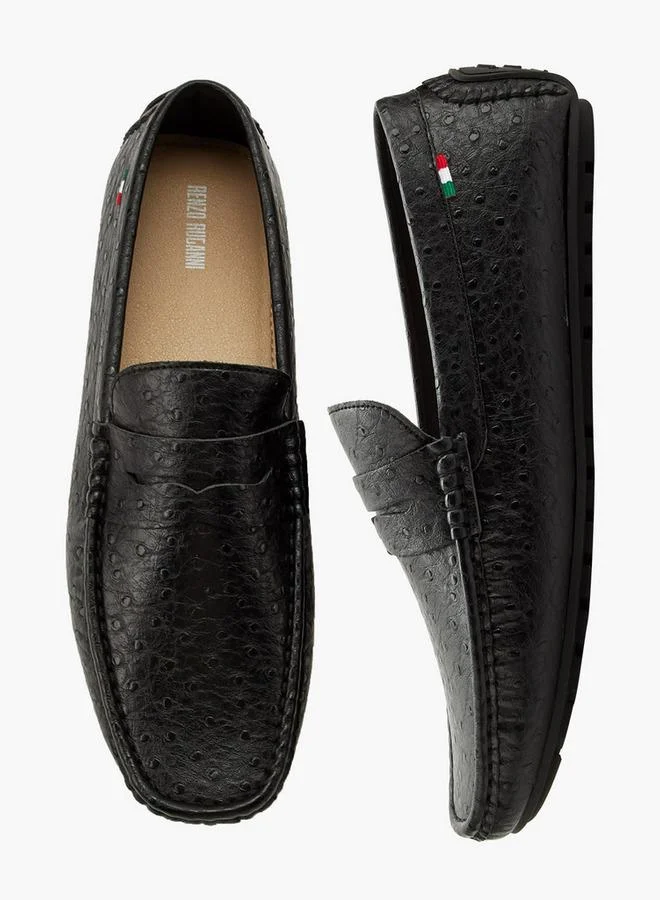 رينزو روجاني Men Textured Slip-On Loafers