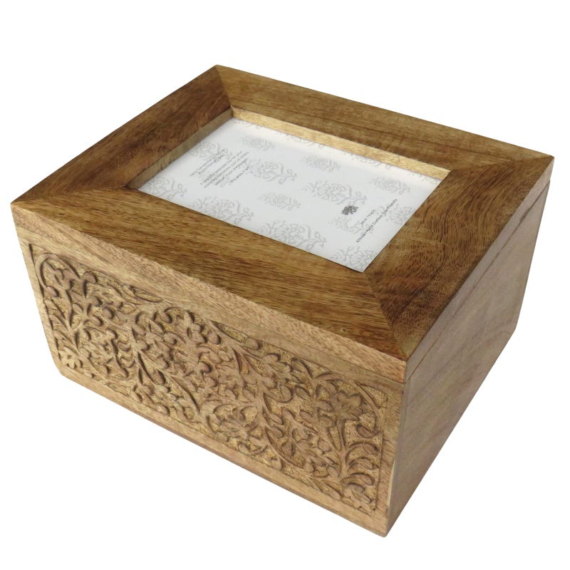 BabbleRoo Purity Style Large Wooden Memory Keepsake Box with built-in photoframe - Image 1