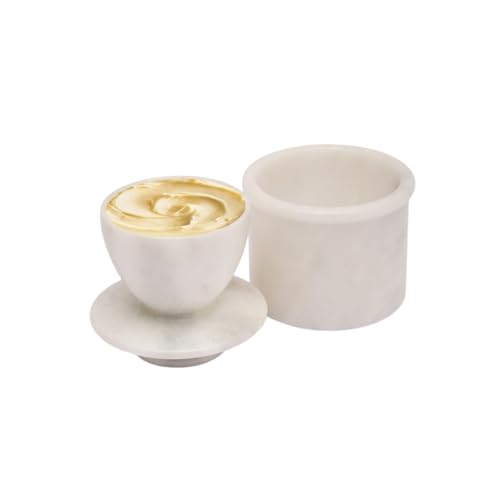 TheWolfard Butter Crock – French Butter Keeper with Lid, Countertop Butter Dish, Handcrafted Cloudy White Marble Housewarming Gift for Kitchen & Home - Image 1