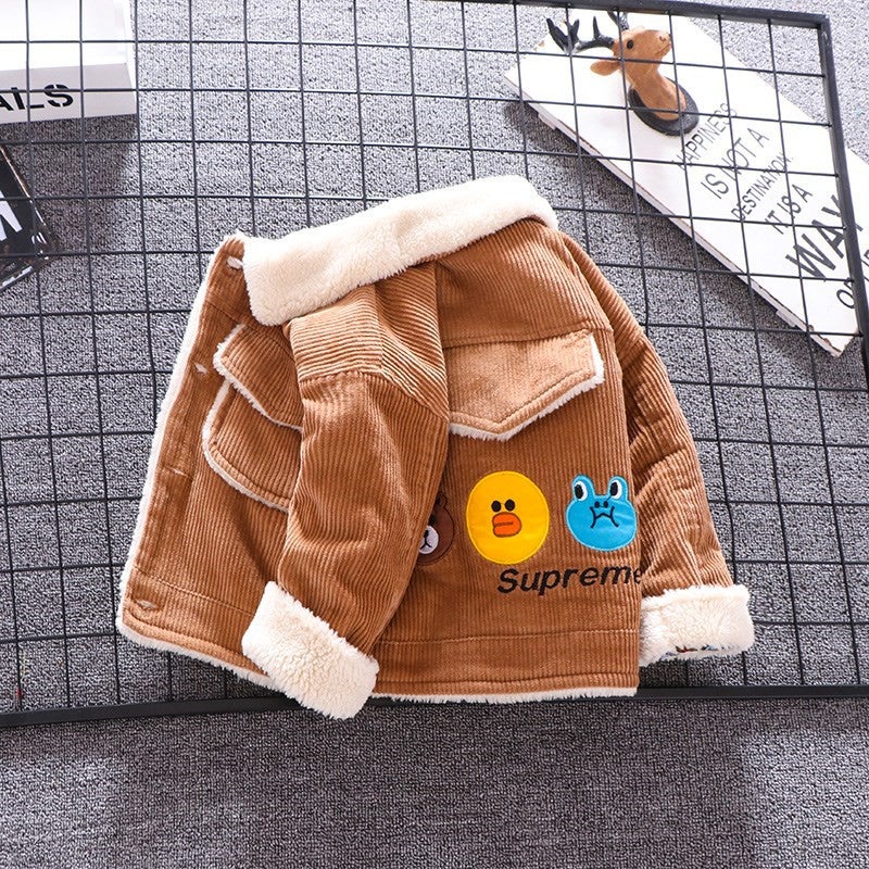 Baby Cotton-Padded Jacket Winter Fleece-Lined Thickened Cartoon 4 Children 3 Baby 2 Children 1 Year Old Boy Coat - Image 4