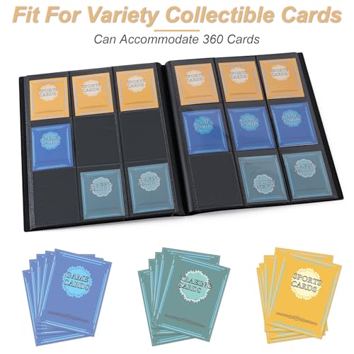 BOOMIBOO Card Binder 9 Pocket Storage 360 Card Binder,Trading Card Binder Senior and Sturdy Side-Loading Album,Intended For YuGiOh,MTG, TCG,Game Cards & Baseball Card Binde,(Black) - Image 5