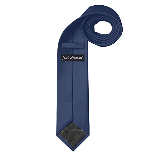Jacob Alexander Solid Color Men's Regular Tie - Steel Blue - Image 2