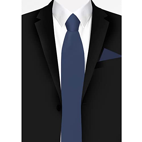 Jacob Alexander Solid Color Men's Regular Tie - Steel Blue - Image 3