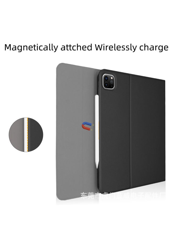 Generic - For IPad10.9 Inch Bluetooth Keyboard Leather Case Air7 Backlit Pro11 Generation Protective Case 4 Bar Spanish-Color:Leather Case + Colorful Backlit Keyboard (French)-Product Type:Ipad Pro 11inch 2024 Model - Image 1