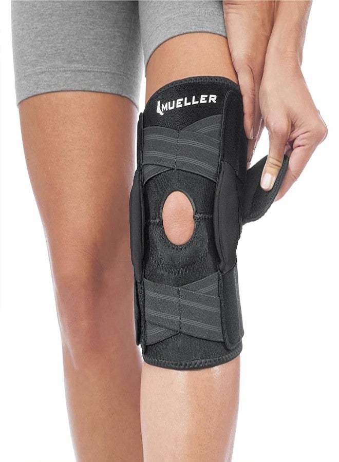 MUELLER Sports Medicine Self Adjusting Hinged Knee Brace for Men and Women, Knee Stabilizer for Compression and Pain Relief Support, Ideal for Arthritis, Sprains, Black, One Size - Image 1