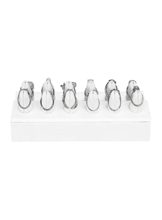 MOOCA 2 Pcs Set Priumen White Faux Leather Finger Ring Display Jewelry Organizer of 12 Rings Display Jewelry Holder of Leatherette Stand - Image 5