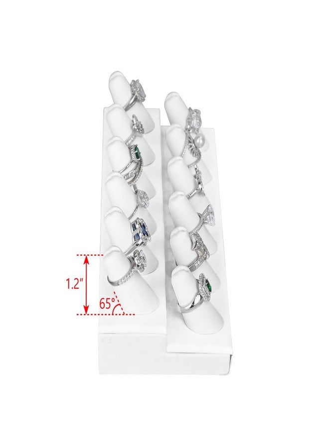 MOOCA 2 Pcs Set Priumen White Faux Leather Finger Ring Display Jewelry Organizer of 12 Rings Display Jewelry Holder of Leatherette Stand - Image 4