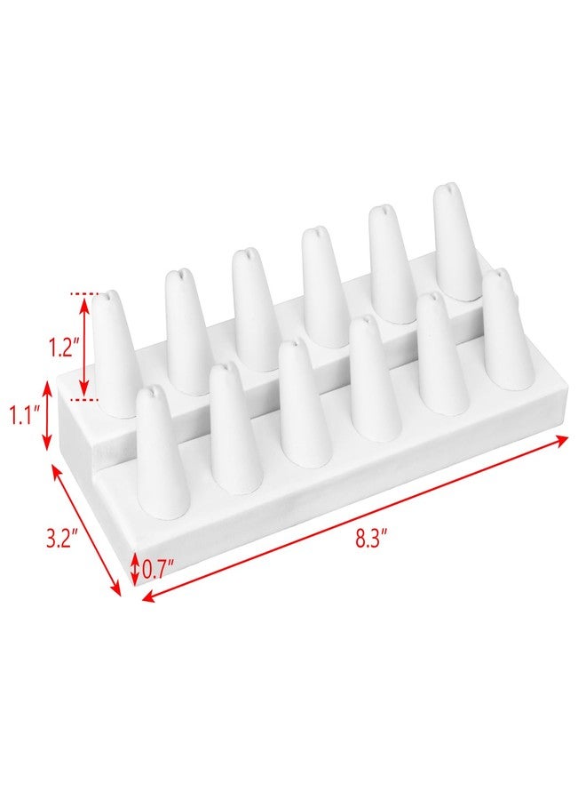 MOOCA 2 Pcs Set Priumen White Faux Leather Finger Ring Display Jewelry Organizer of 12 Rings Display Jewelry Holder of Leatherette Stand - Image 2