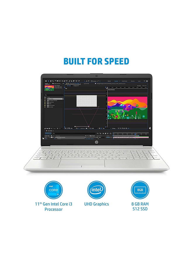 HP 15s-du3564TU 15.6-Inch Display, Core i3- 1125G4 Processor/8GB RAM/512GB SSD/Intel UHD Graphics/Windows 11 Home English Silver - Image 4