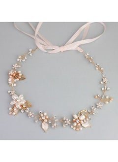 Oriamour Bridal Crystal Headband With Freshwater Pearls Flower Design Wedding Hair Accessories (Gold)  - Image 5