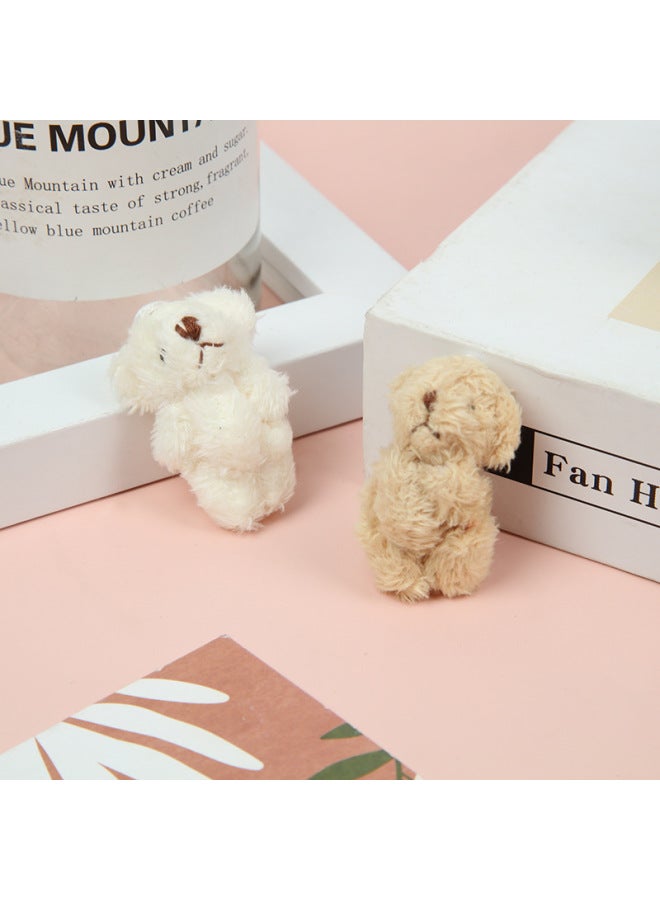 4.5cm Mini Multi-color Plush Toy Jointed Bear Doll Long Hair Teddy Bear Hat Necklace Jewelry Accessories DIY