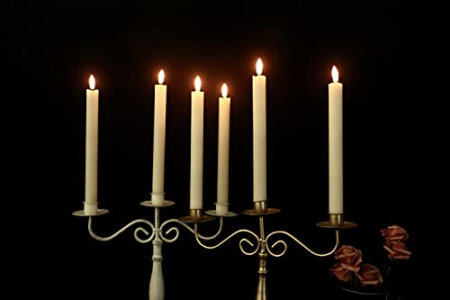 GenSwin Flameless Ivory Taper Candles Flickering with 10-Key Remote, Battery Operated Led Warm 3D Wick Light Window Candles Real Wax Pack of 6, Christmas Home Wedding Decor(0.78 X 9.64 Inch) - Image 2