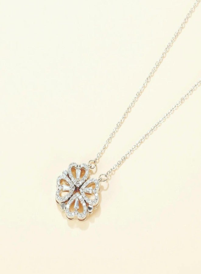 SALVE Fashion Heart Magnetic Pendant for Women & Girls | Anti-Tarnish | Clover Necklace | Neck Chain | Locket | Fancy & Stylish | Accessories for Everyday Wear | Valentine's Gift for Girlfriend - Image 2