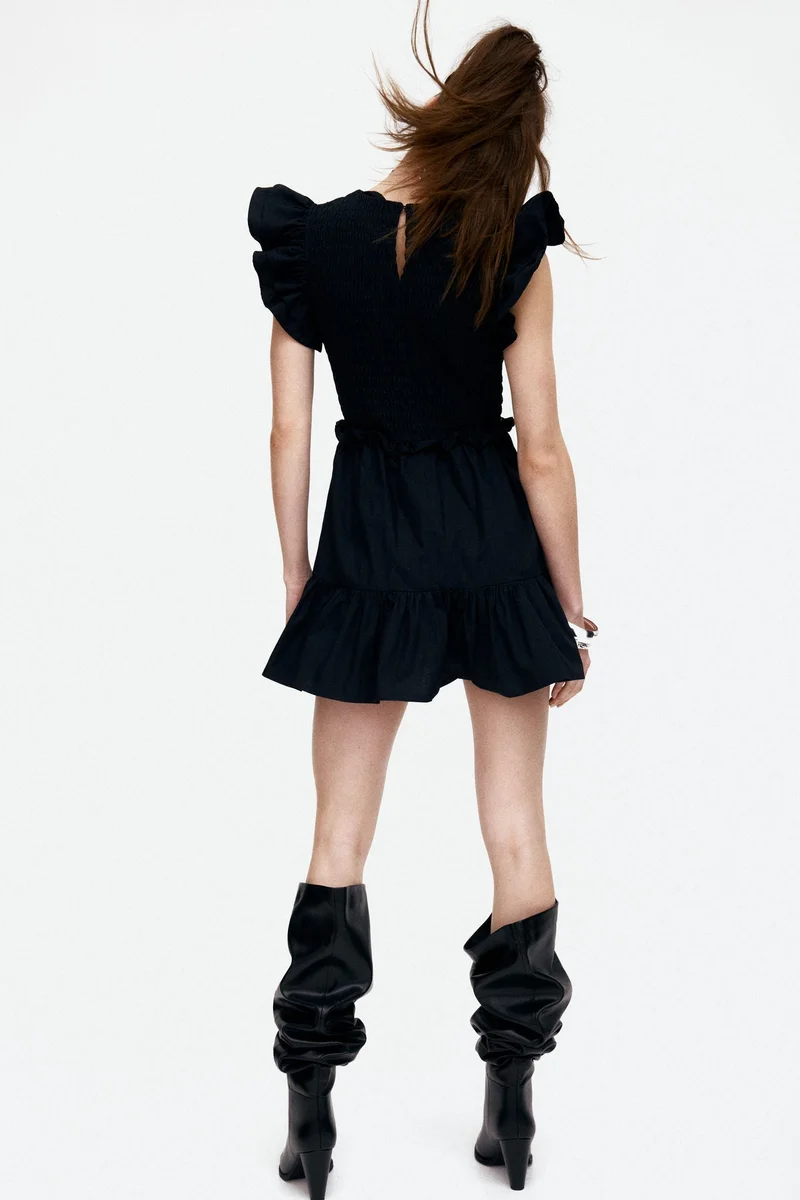 اتش اند ام Flutter-sleeved poplin dress