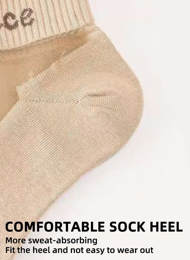 NICE Women'S Transparent Socks - Transparent Flower Ankle Socks - Thin Mesh Lace Elastic Jacquard Glass Silk - Bear Boat Socks Transparent Anti-Snagging 5 Pairs  - Image 5
