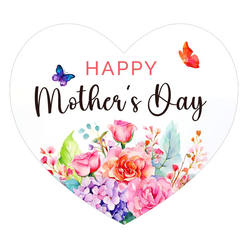 G2PLUS Mother's Day Stickers, 60PCS Happy Mother's Day Gift Stickers, 2'' Heart Shaped Mother's Day Label Stickers, Floral Gift Stickers for Mother's Day Gift Wrap, Party Favors Decorations - Image 1