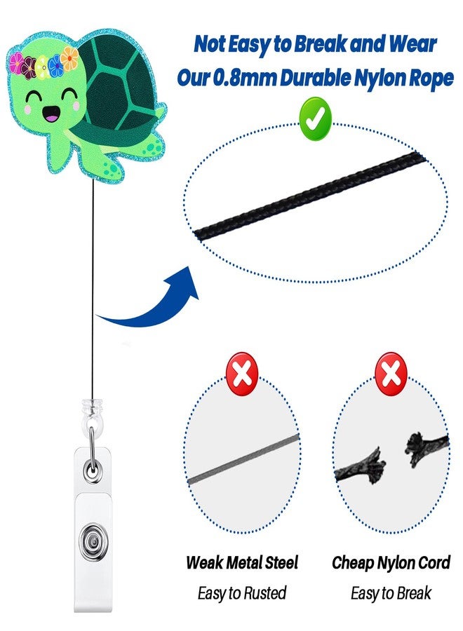 BEZTN Cute Girly Sea Turtle Badge Reel, Funny ID Badge Holder with Retractable Clip, Animal Work Badge Clip for RN CNA LPN LVN Hospital Medical Worker Doctor Teacher Nursing Student - Image 5