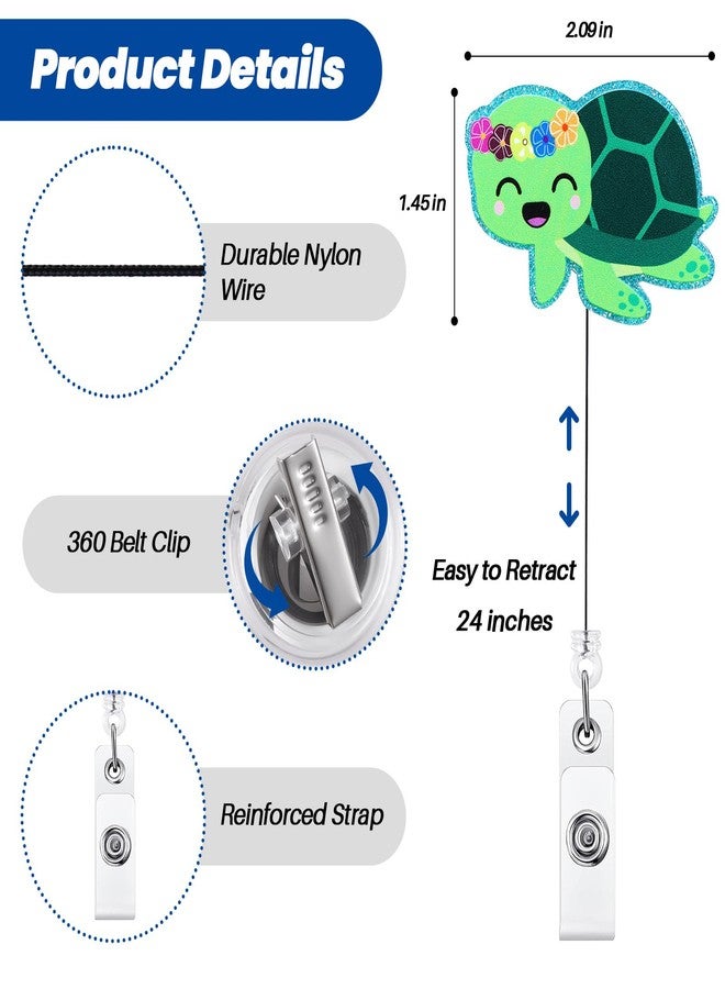 BEZTN Cute Girly Sea Turtle Badge Reel, Funny ID Badge Holder with Retractable Clip, Animal Work Badge Clip for RN CNA LPN LVN Hospital Medical Worker Doctor Teacher Nursing Student - Image 4
