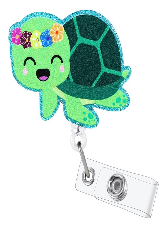 BEZTN Cute Girly Sea Turtle Badge Reel, Funny ID Badge Holder with Retractable Clip, Animal Work Badge Clip for RN CNA LPN LVN Hospital Medical Worker Doctor Teacher Nursing Student - Image 1