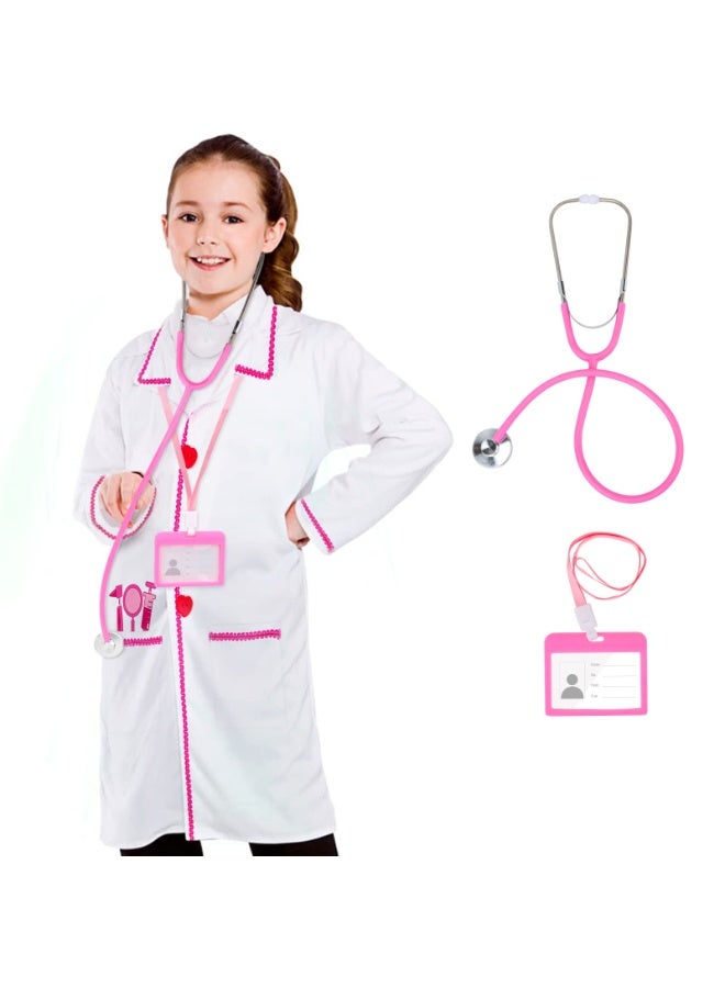 Halamodo Kids Doctor Nurse Lab Cosplay Costume Set, With White Coat, Stethoscope and ID Badge, Doctor-themed Pretend Play Playset, Nurse Uniform Playset, Children's Medical Role Play Career Day Dress-Up Outfit, For Theme Birthday Party , Stage Show and Family Game, Best Gift For Kids - Image 1