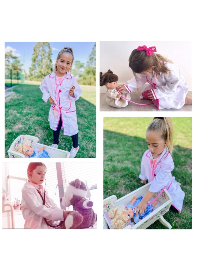 Halamodo Kids Doctor Nurse Lab Cosplay Costume Set, With White Coat, Stethoscope and ID Badge, Doctor-themed Pretend Play Playset, Nurse Uniform Playset, Children's Medical Role Play Career Day Dress-Up Outfit, For Theme Birthday Party , Stage Show and Family Game, Best Gift For Kids - Image 2