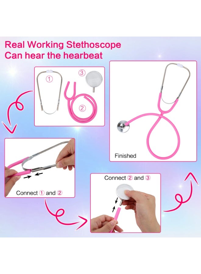 Halamodo Kids Doctor Nurse Lab Cosplay Costume Set, With White Coat, Stethoscope and ID Badge, Doctor-themed Pretend Play Playset, Nurse Uniform Playset, Children's Medical Role Play Career Day Dress-Up Outfit, For Theme Birthday Party , Stage Show and Family Game, Best Gift For Kids - Image 4