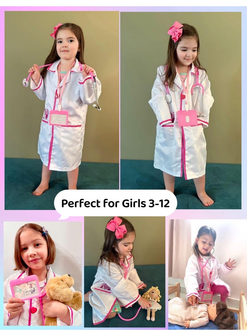 Halamodo Kids Doctor Nurse Lab Cosplay Costume Set, With White Coat, Stethoscope and ID Badge, Doctor-themed Pretend Play Playset, Nurse Uniform Playset, Children's Medical Role Play Career Day Dress-Up Outfit, For Theme Birthday Party , Stage Show and Family Game, Best Gift For Kids - Image 5
