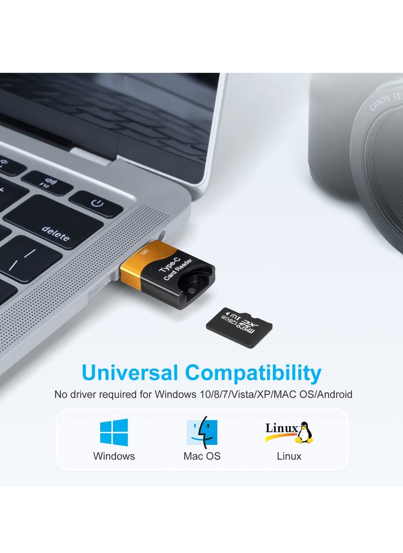SYOSI - TF Card Reader, 2PC Micro SD Card Reader, High-Speed External Memory，Type C TF Memory Card Reader Adapter Compatible with Laptops, MacBook, Galaxy - Image 1
