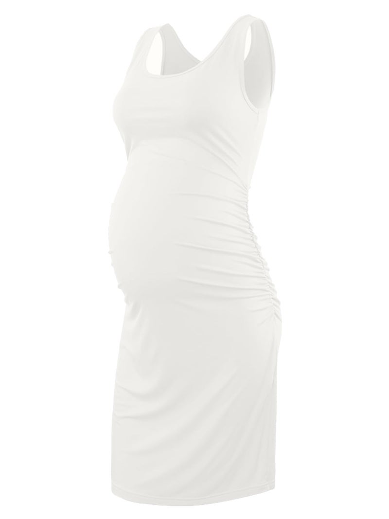 Liu & Qu Women's Maternity Sleeveless Tank Dresses Side Ruching Bodycon Dress for Daily Wearing or Baby Shower - Image 1