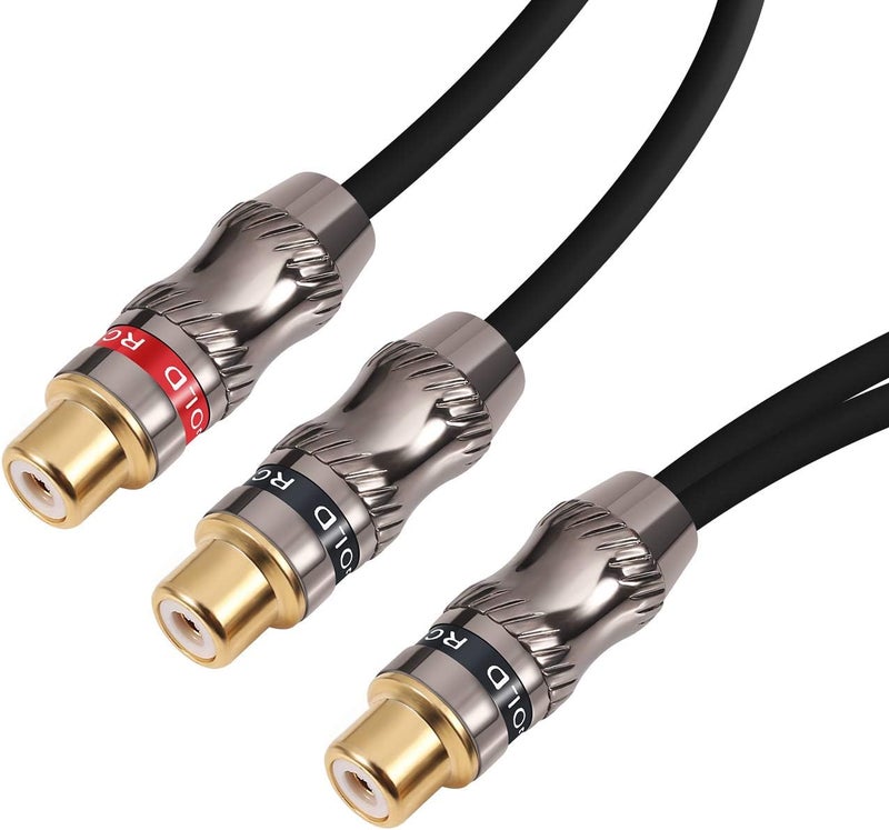 Devinal Y-Cable, RCA Female to 2 RCA Female Adapter, Video/Audio Splitter, 10" (25 cm) - Image 1