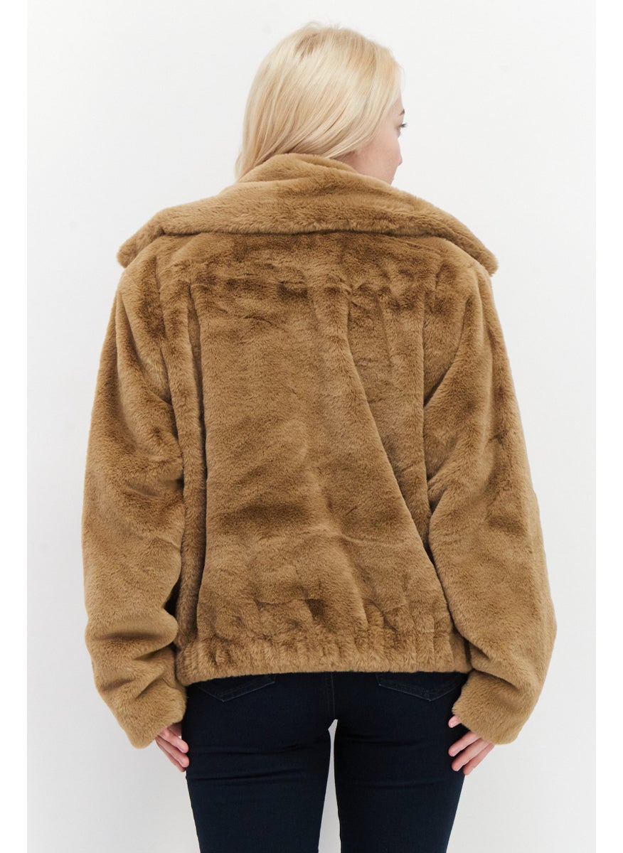French Connection - Women Textured Softshell Jacket, Tan - Image 1