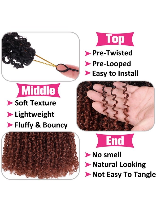 Union Beauty - Unionbeauty Pre-Looped Yanky Twists Crochet Braids Hair 12 Inch 8 Pcs Copper Red Bohemian Pre-Twisted Micro Passion Twist Hair Ginger Spring Twist With Bouncy Synthetic Crochet Hair Extensions 1B/350# - Image 1