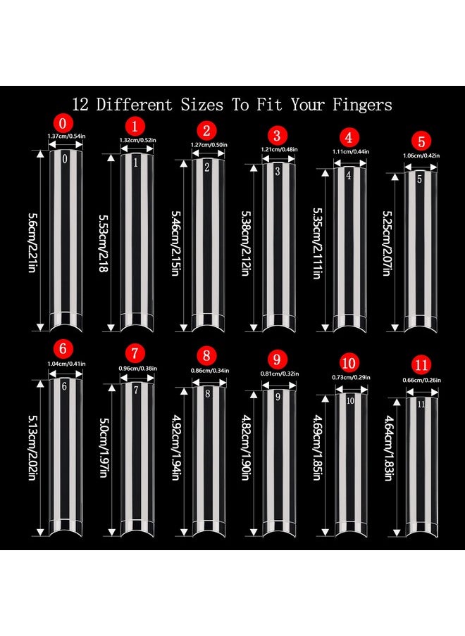Namgznso 600Pcs No C Curve Nail Tips For Acrylic Nails Professional Xxl Clear Nail Tips Straight Square Flat Nails Tips Extra Long Acrylic Nail Tips Half Cover Fake Nails For Nail Salon And Home Diy 12 Sizes  - Image 5