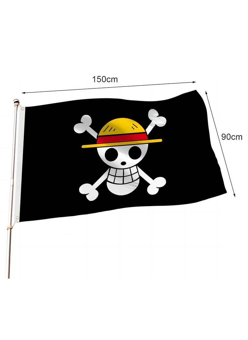 MileMelo - Anime OP Pirate Flag, Luffy's Straw Hat Flag, 90 x 150 cm - Image 1