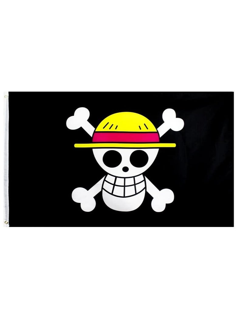 MileMelo - Anime OP Pirate Flag, Luffy's Straw Hat Flag, 90 x 150 cm - Image 1